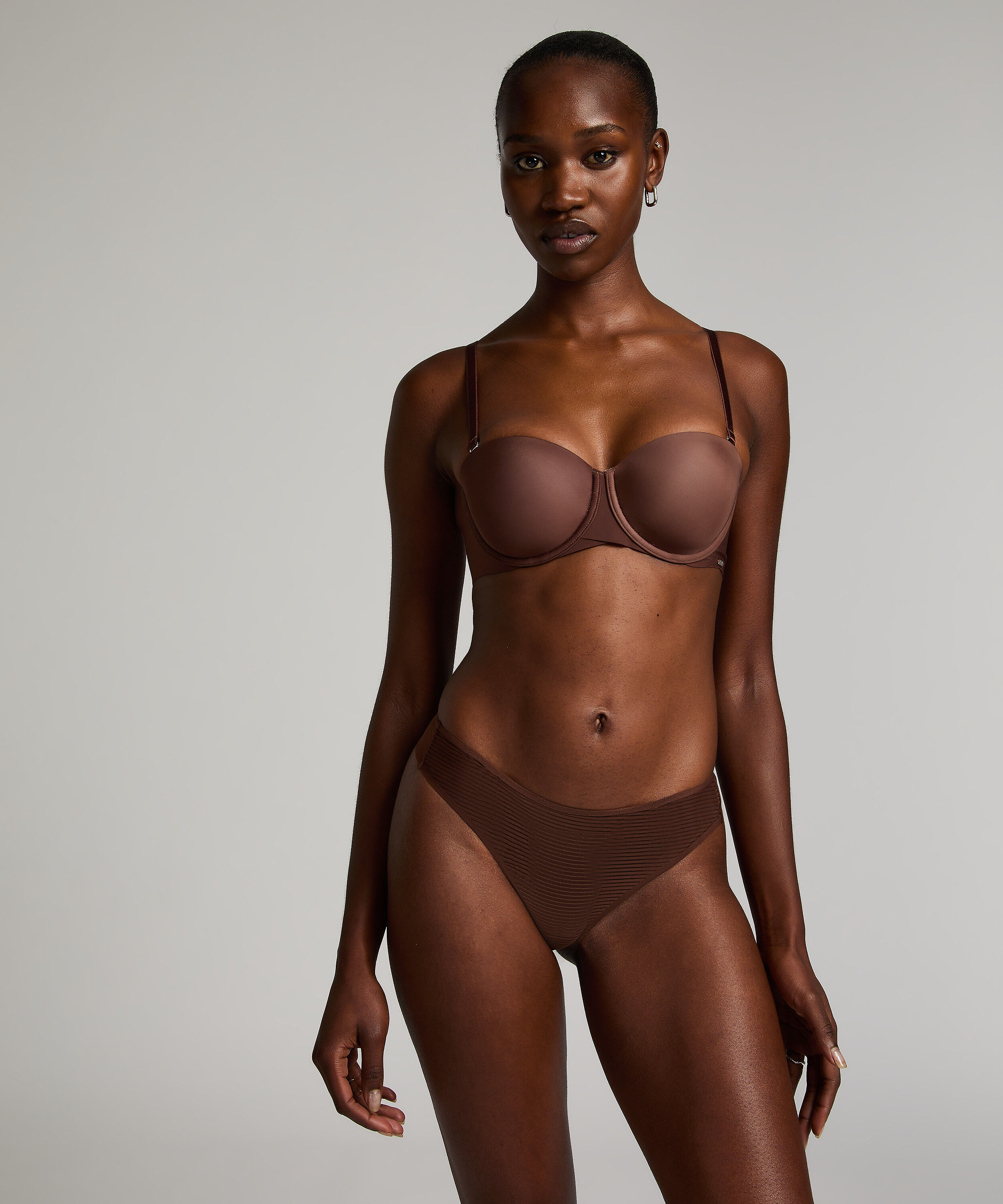 Stripe Mesh usynlig g-streng, Brun