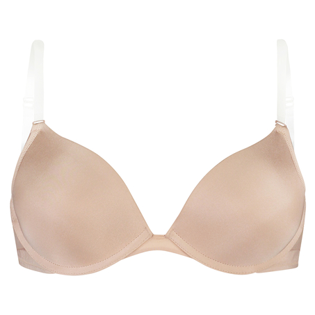 Formstøbt stropløs push-up bøjle-bh Transparant Back, Beige