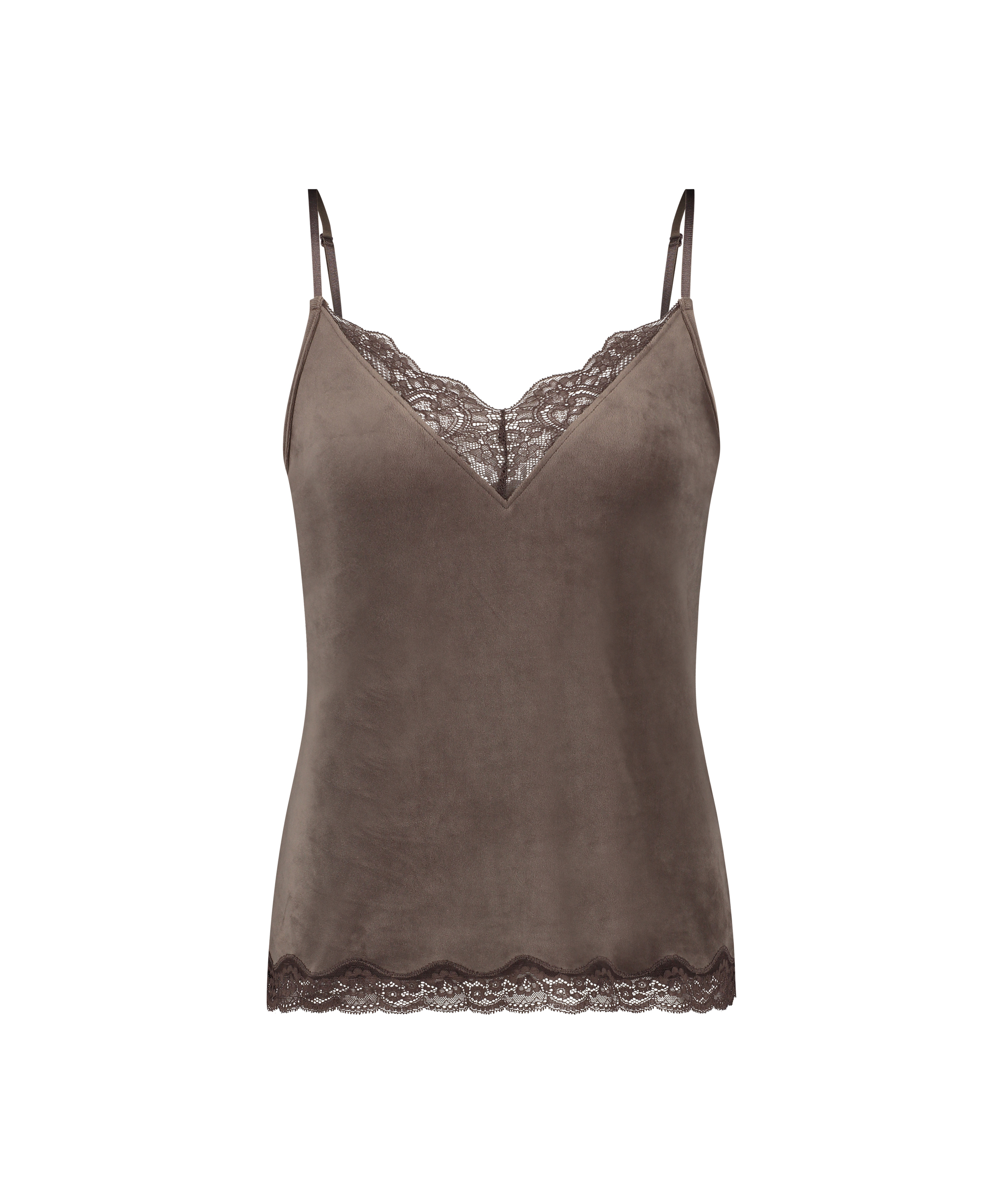 Velours Lace cami, Brown, main