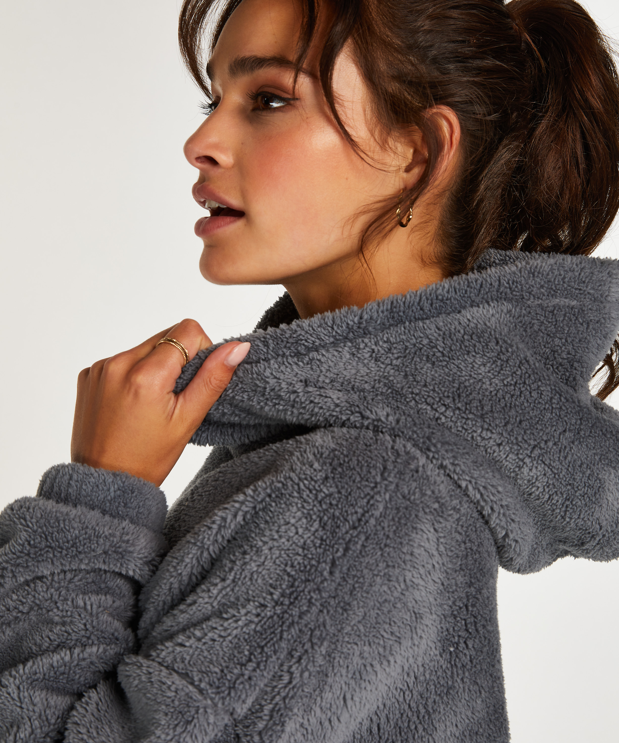 Snuggle fleece loungekjole, gr&oslash;n, main