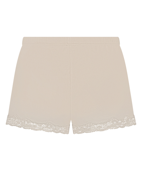 Short i velour og blonde, Beige