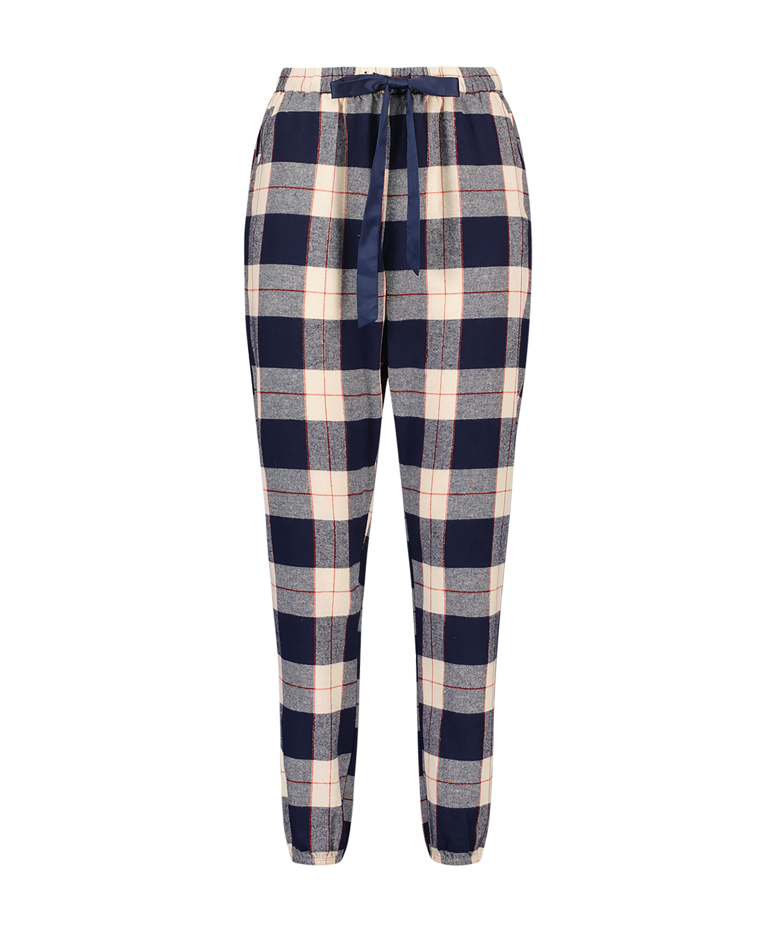 Twill Check Cuff pyjamasbukser, blå, main