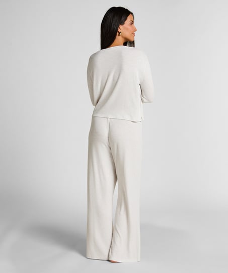 Lang&aelig;rmet pyjamastop, Beige