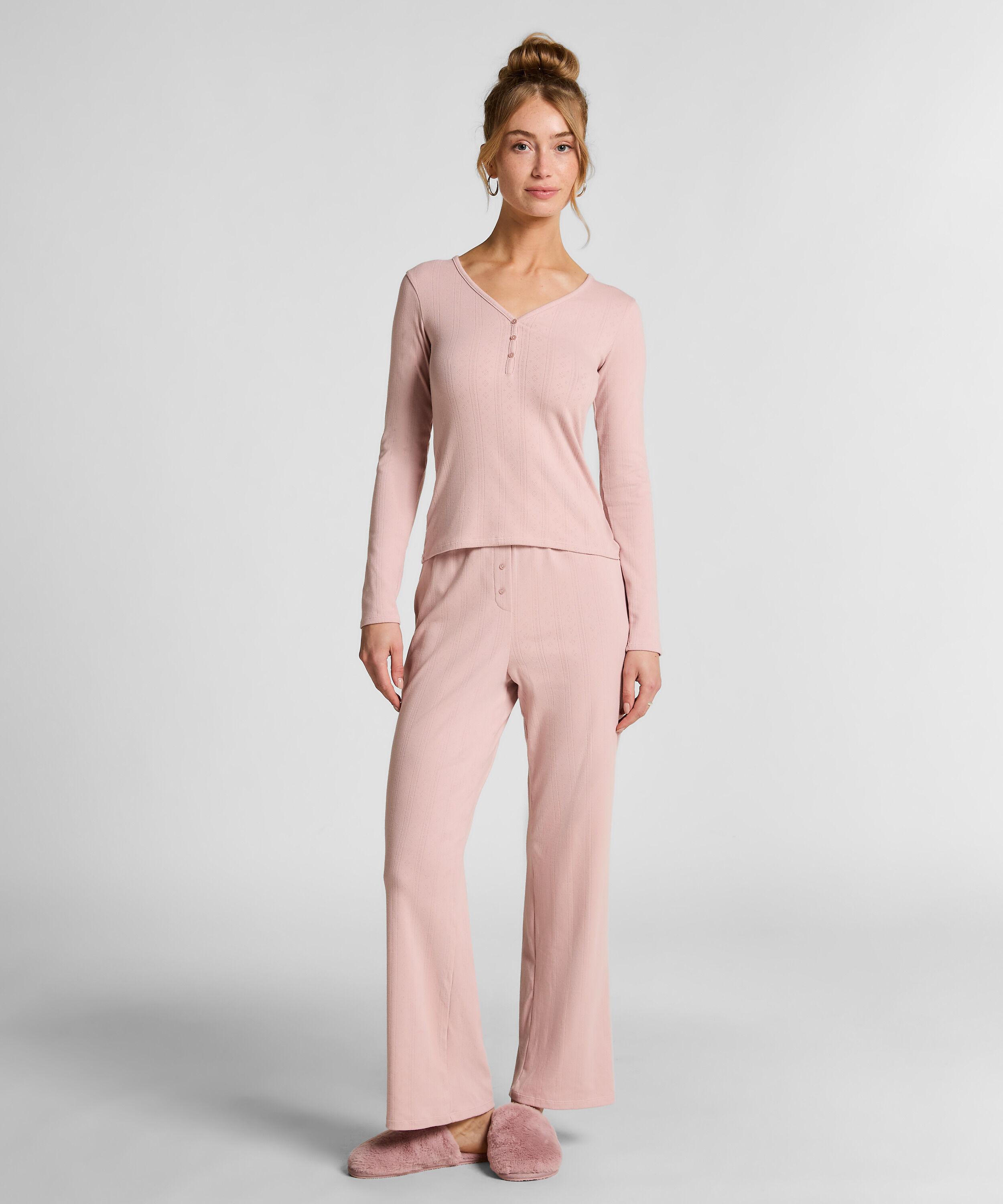 Pyjamasbukser Pointelle, Lyserød