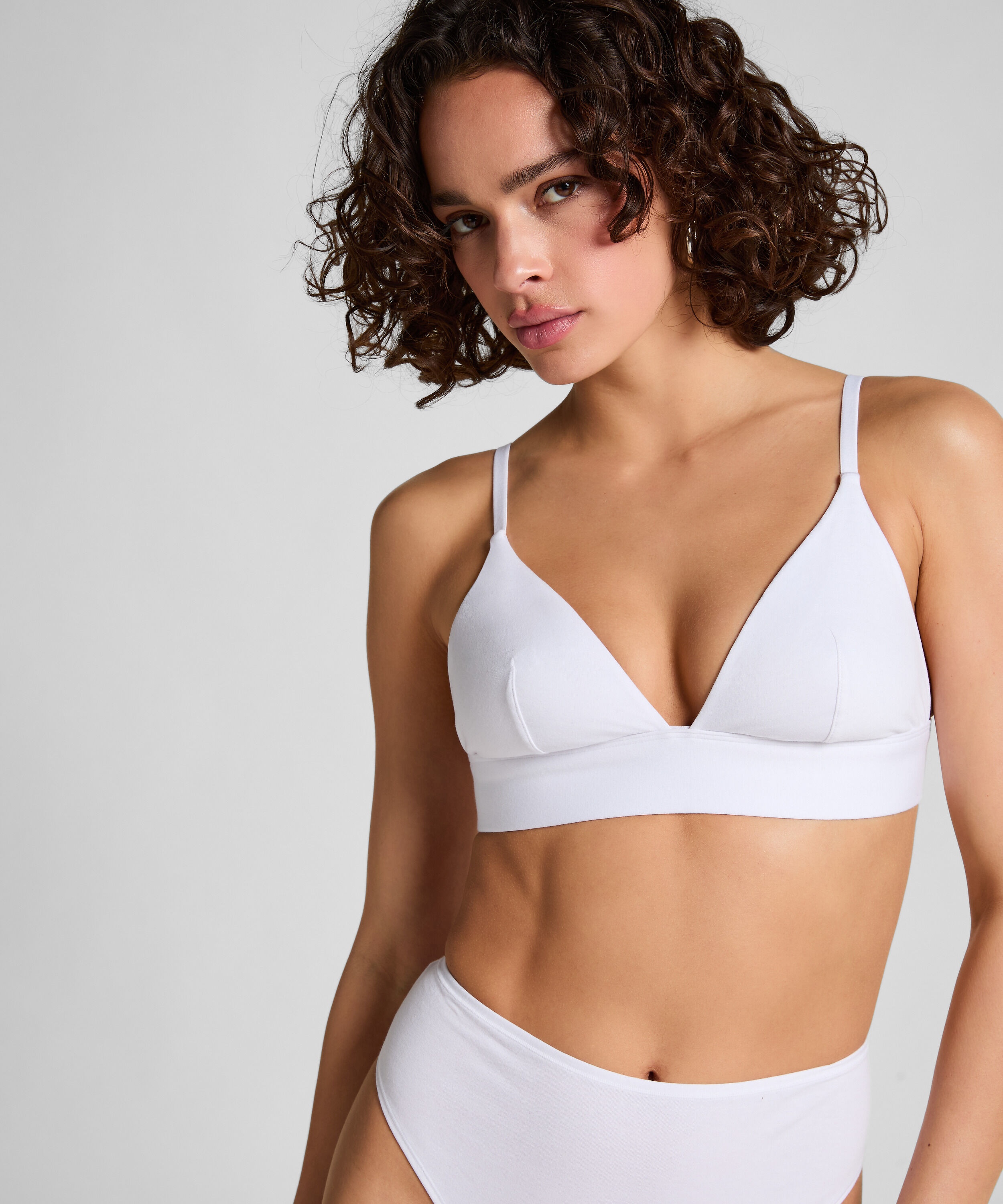 Bralette i bomuld, Hvid