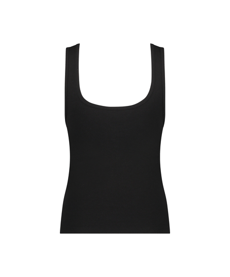 Kort&aelig;rmet waffle top, Sort