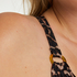 Leopard bikinitop med fyld og bøjle, Beige