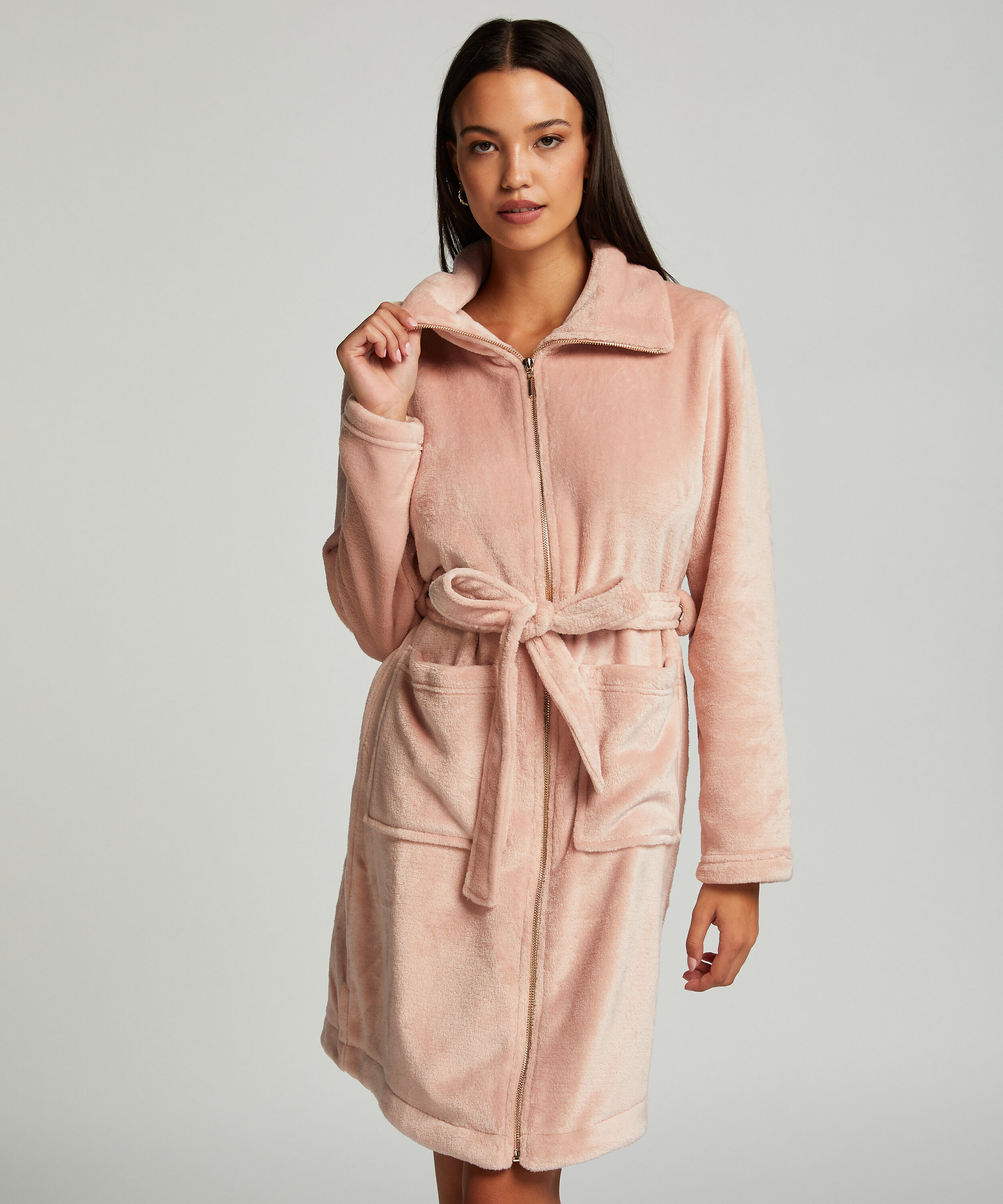 Badekåbe Zip Fleece, Lyserød
