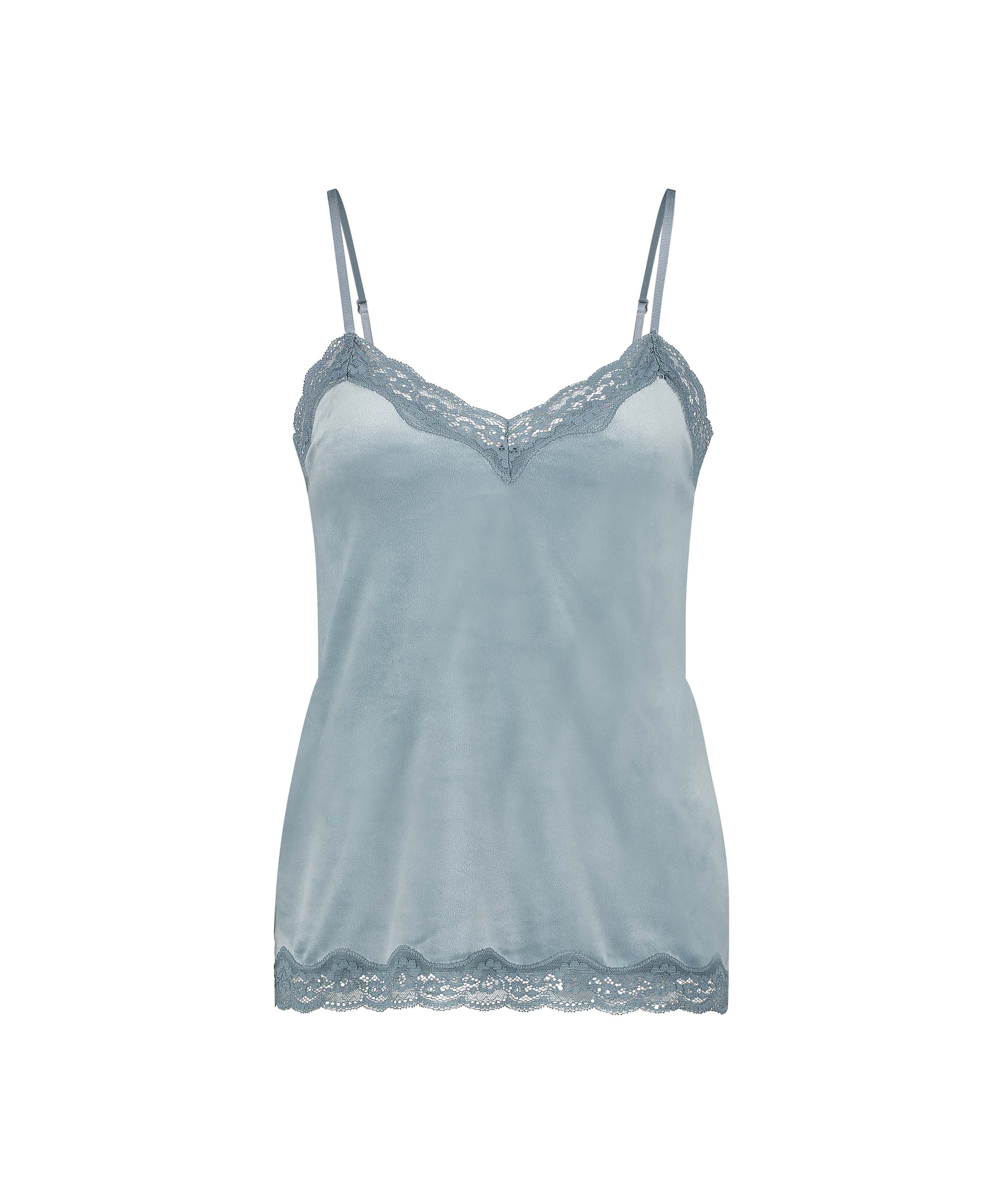 Cami top Velours Lace, Bl&aring;, main