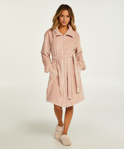 Badekåbe i fleece med lynlås, pink