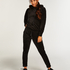 Tall joggingbukser velour, sort