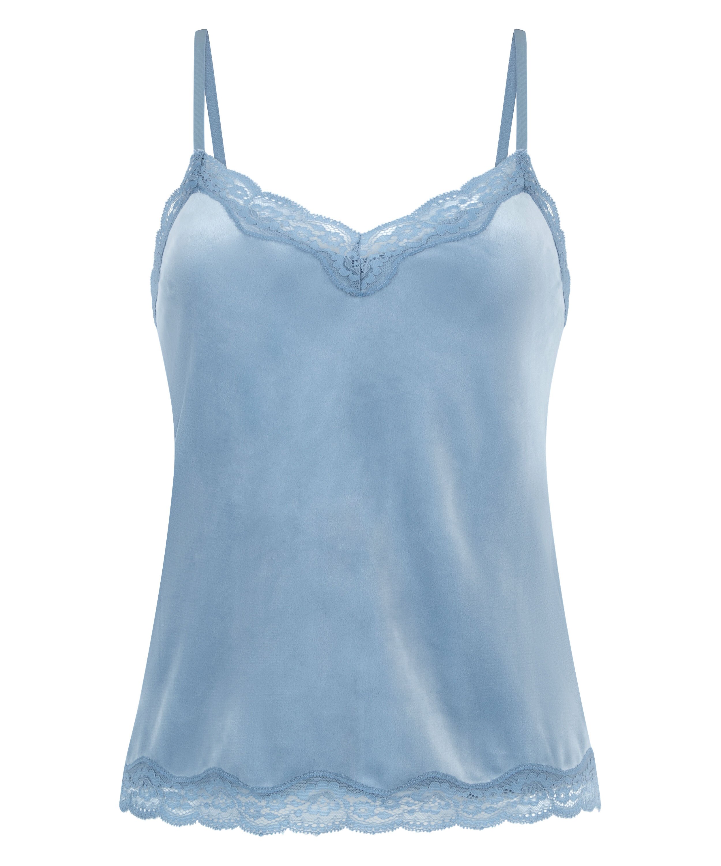 Cami top Velours Lace, Bl&aring;