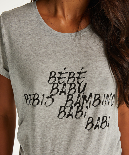 Pyjamas-T-shirt med korte ærmer til gravide, Grå