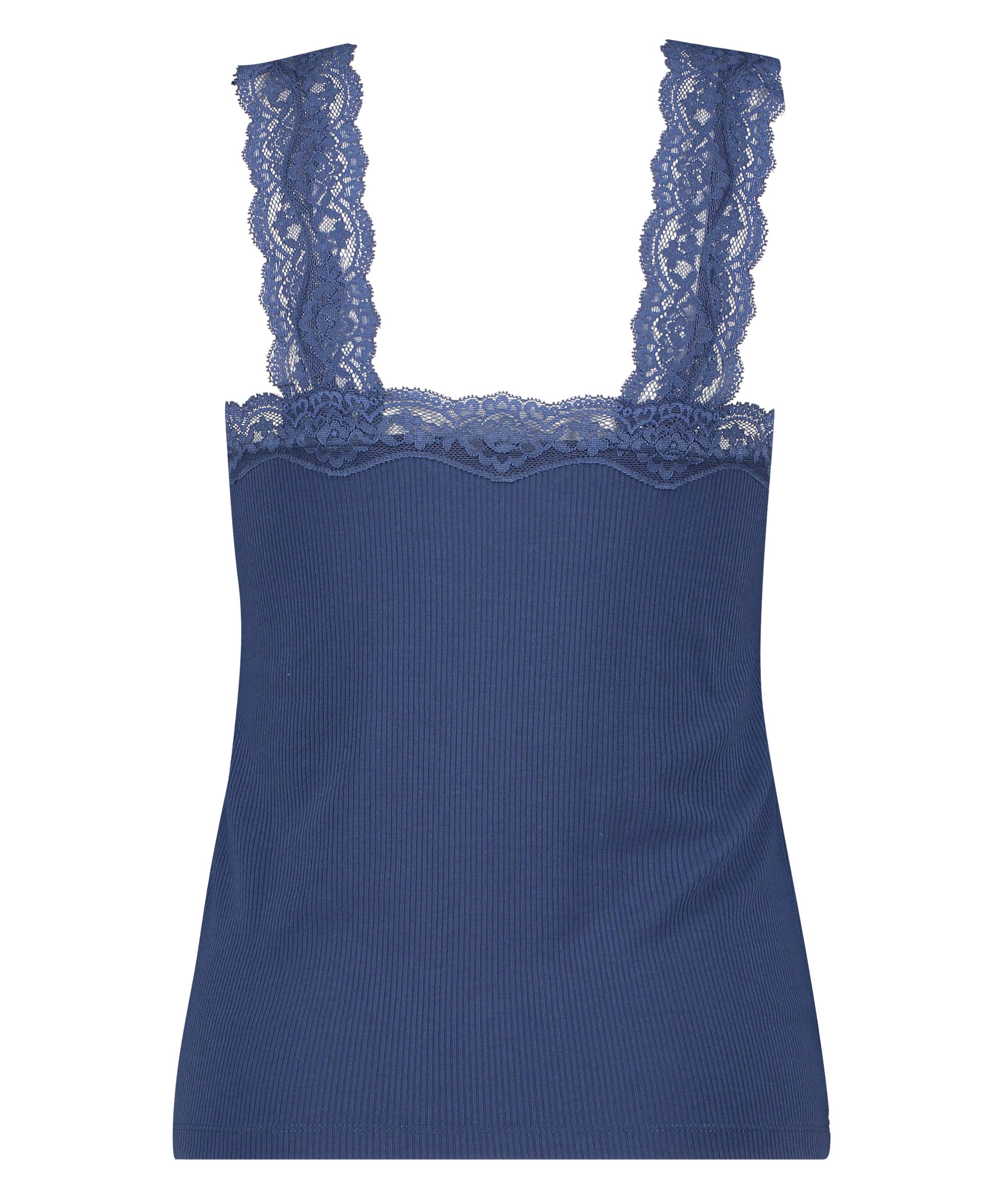 Singlet Rib Lace, Blå, main