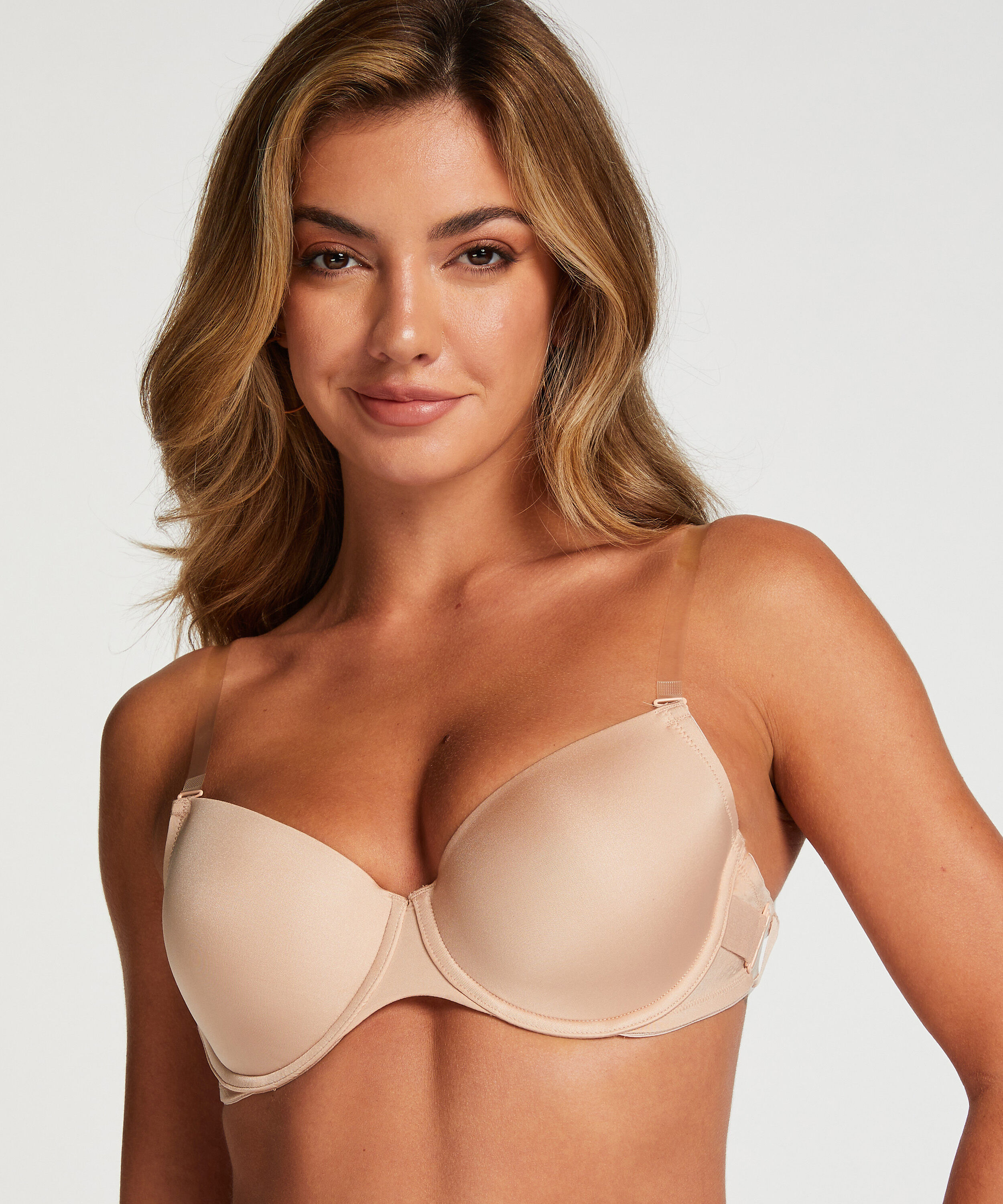 Formstøbt bøjle-bh Transparent Back, Beige