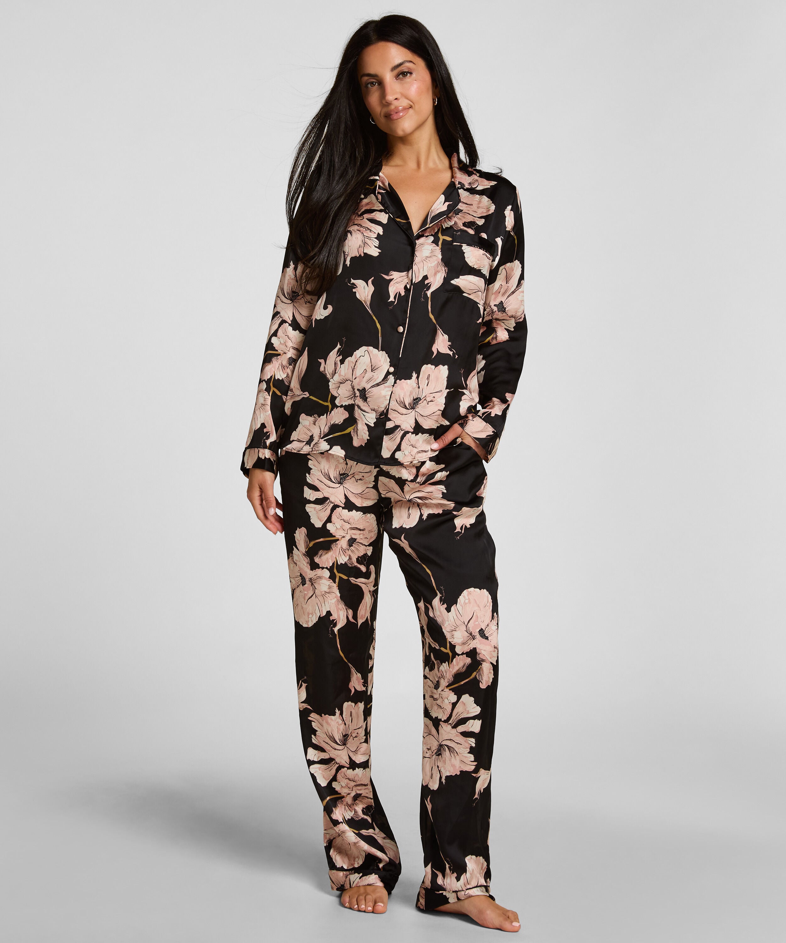 Pyjamasbukser Flower, Sort