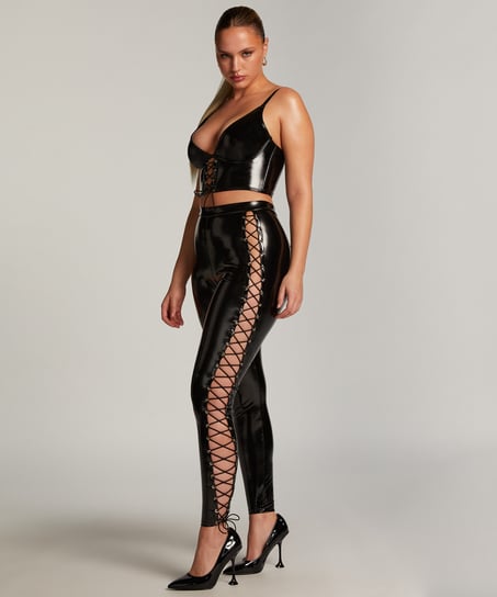 Leggings Lace up, Sort