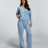 Petite Pyjamasbukser velour, Bl&aring;