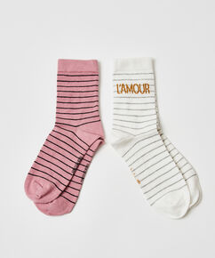 2 Par Bomuldssokker, pink