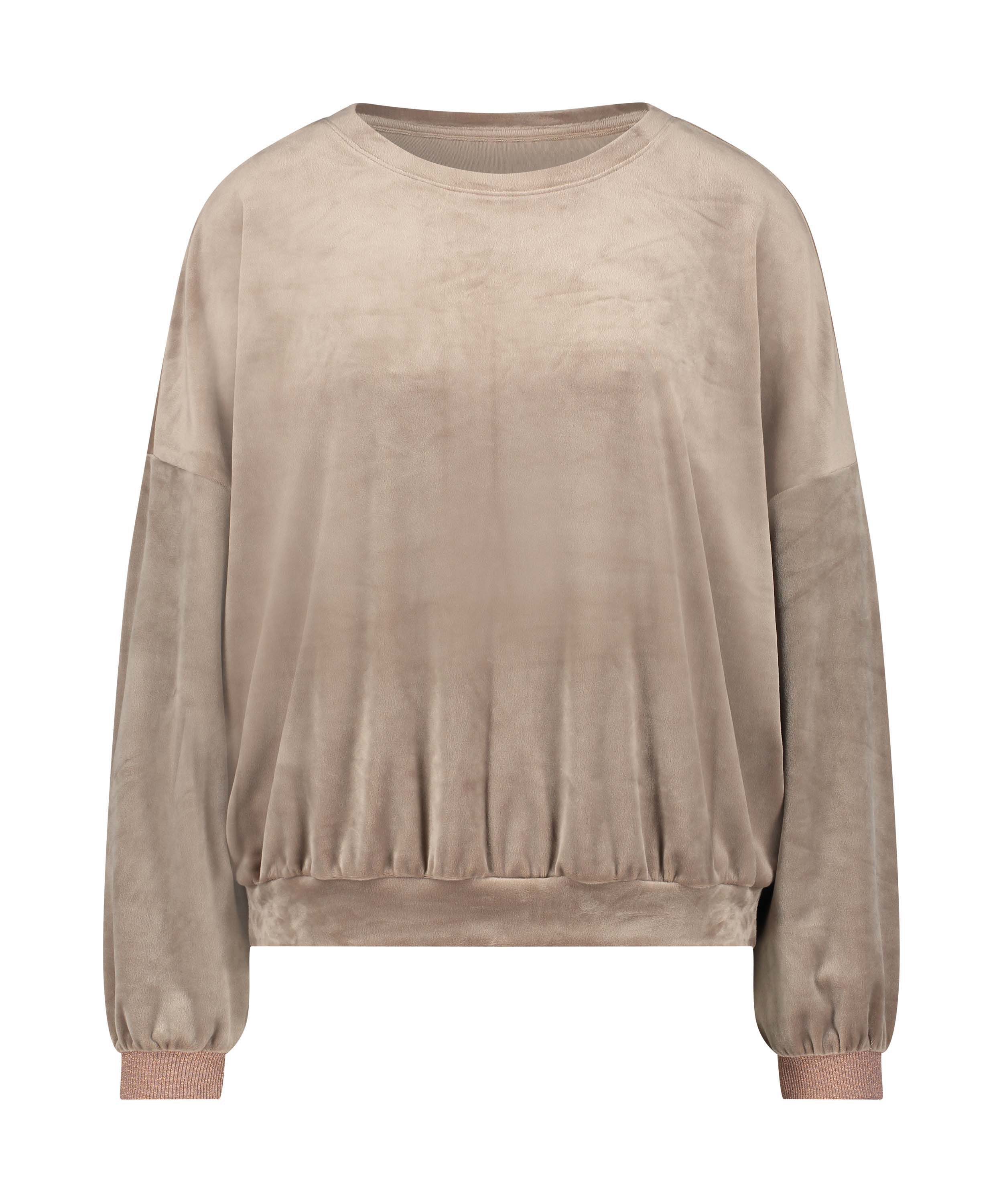 Top velour Lurex, Brun, main