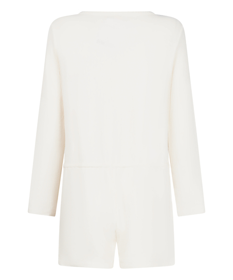 Onesie-jumpsuit short i jersey rib, Hvid
