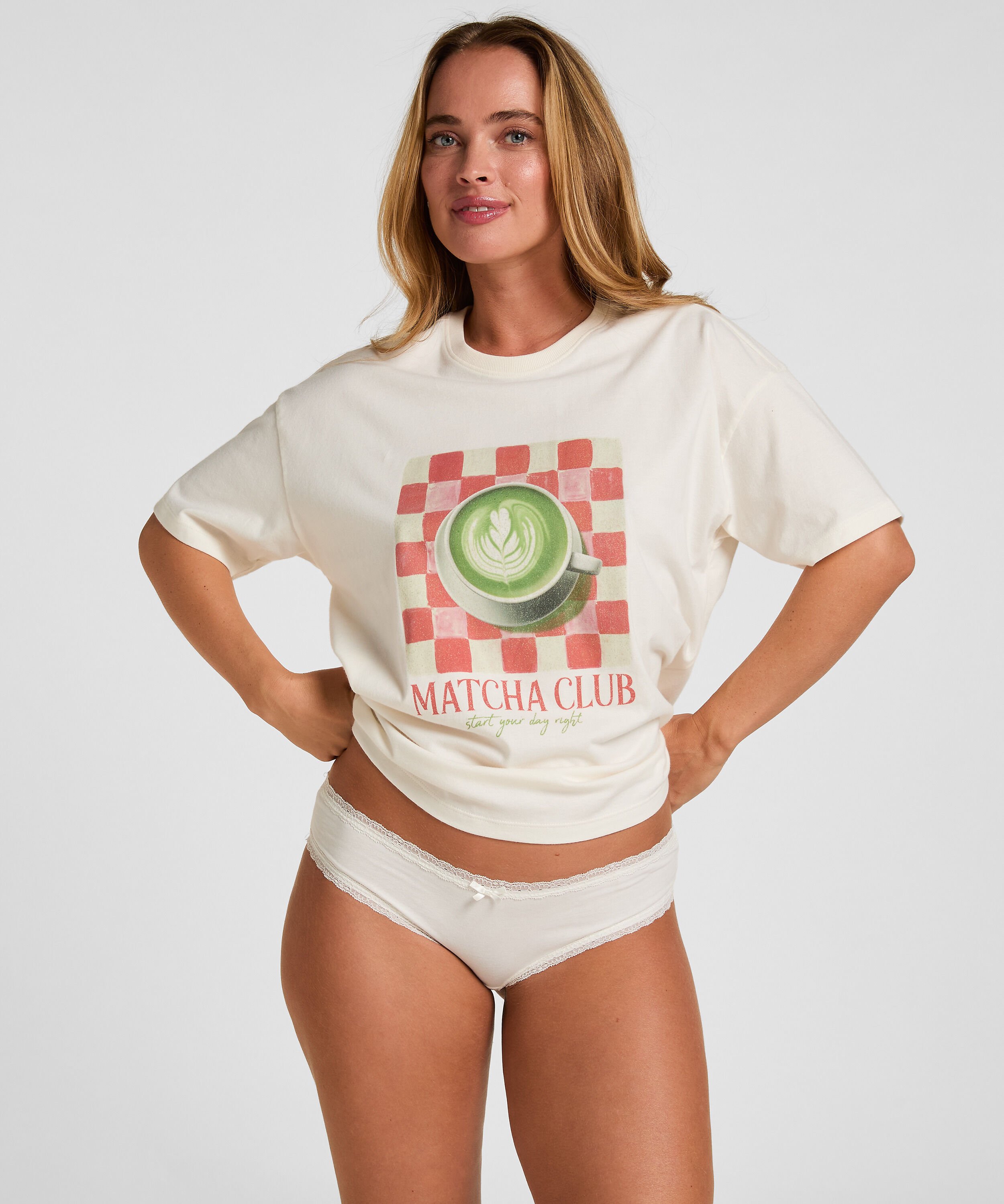 T-shirt med Print, Hvid