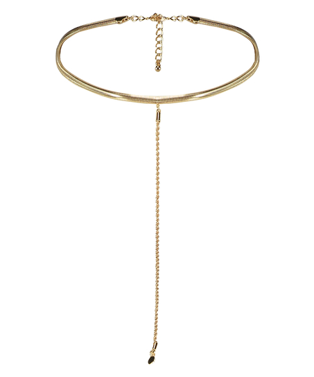 Halsbånd med kæde, gul