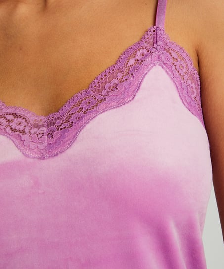 Cami top Velours Lace, Lyserød