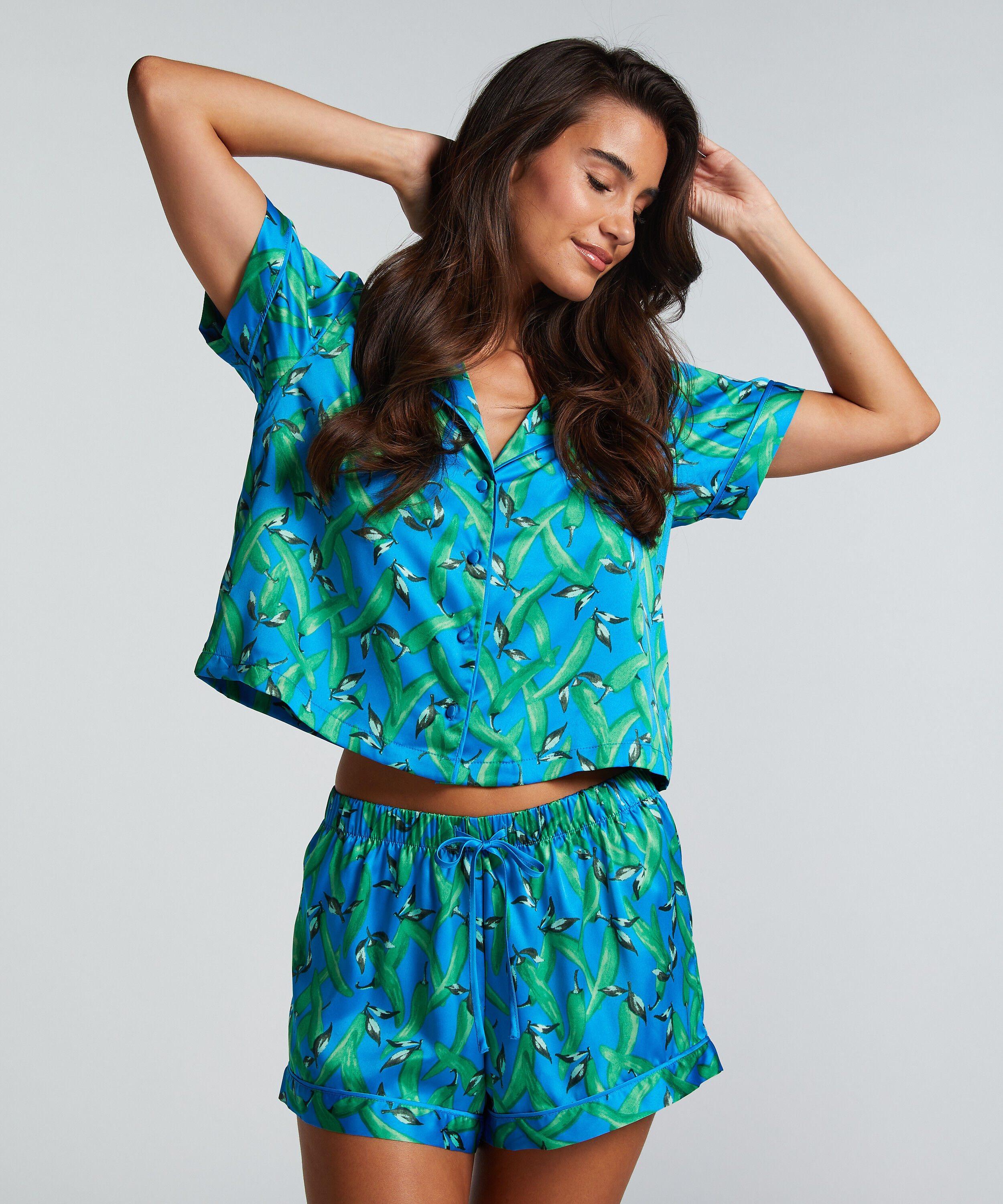 Pyjamasshorts Satin, Blå