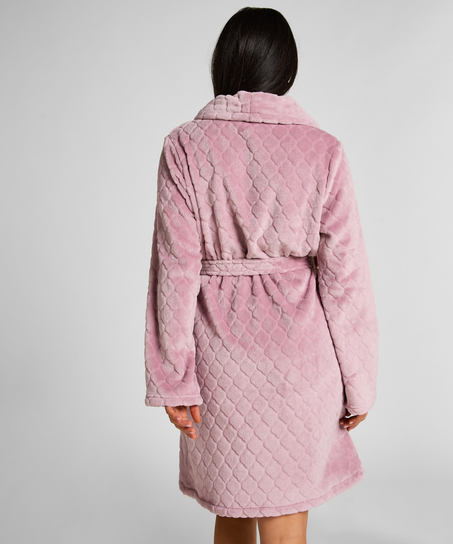 Kort fleece morgenk&aring;be, Lilla