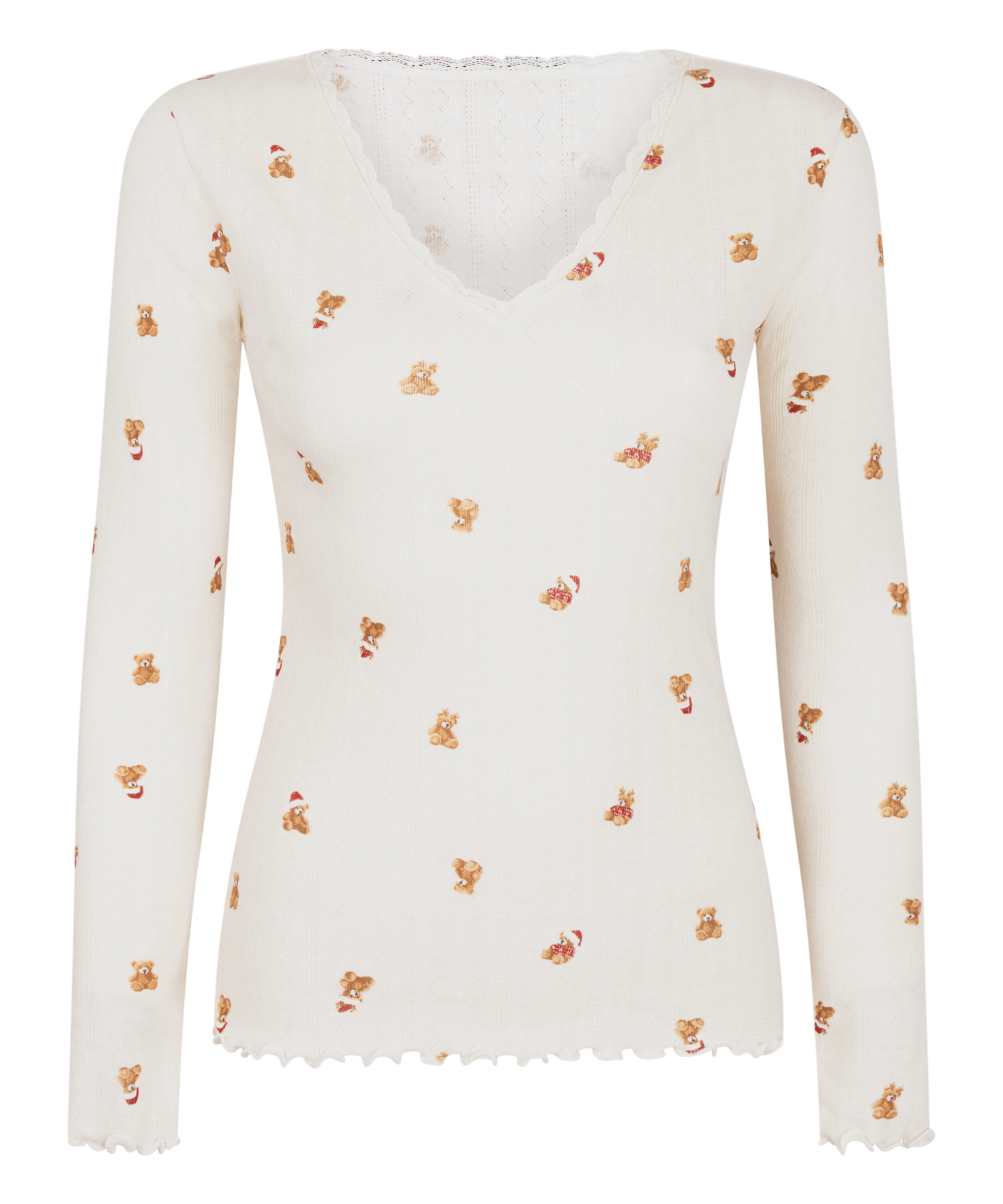 Pyjamastop Pointelle, Hvid