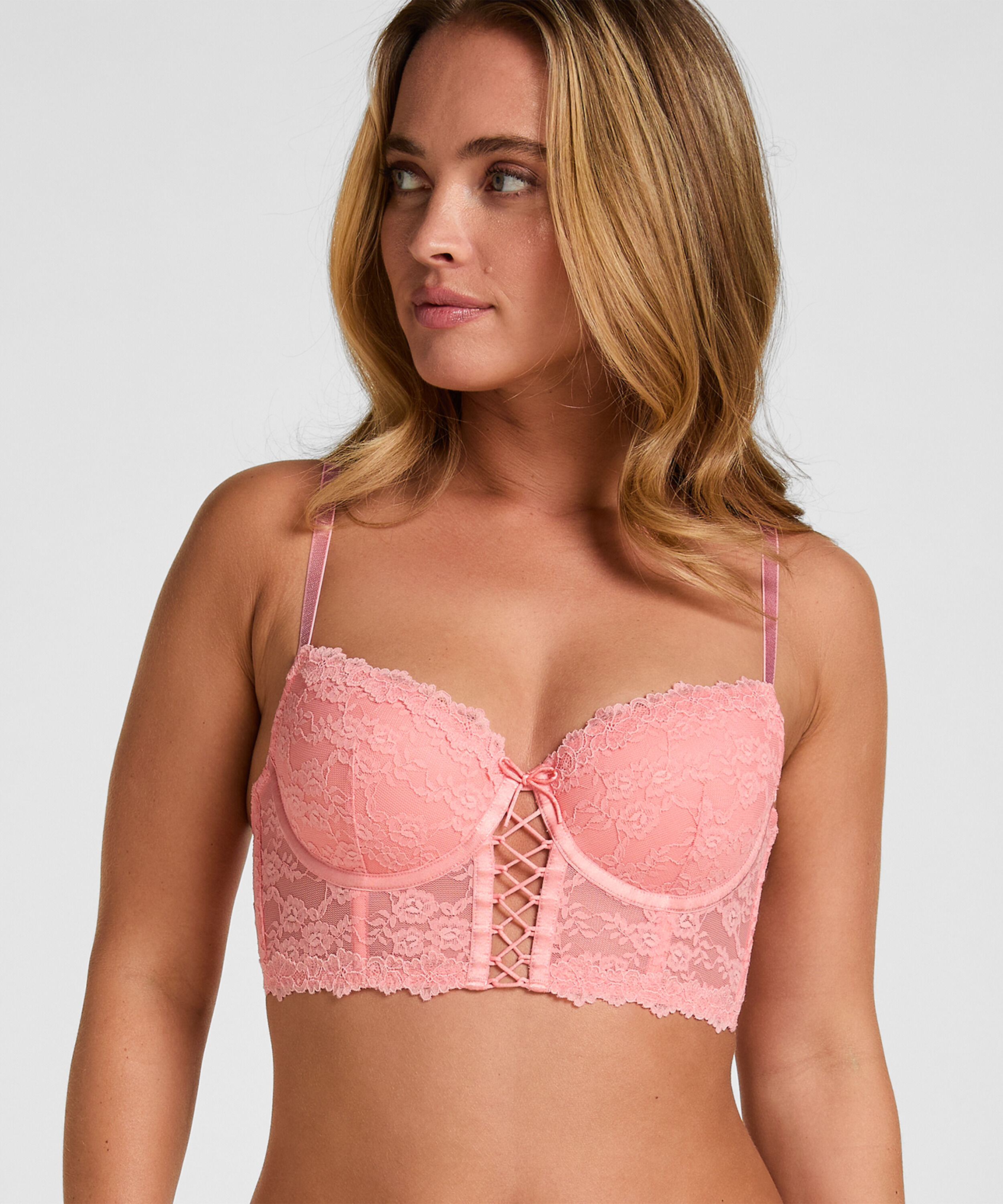 Polstret Underwired Longline Bra Aveline, Lyserød Polstret Underwired Longline Bra Aveline, Lyserød