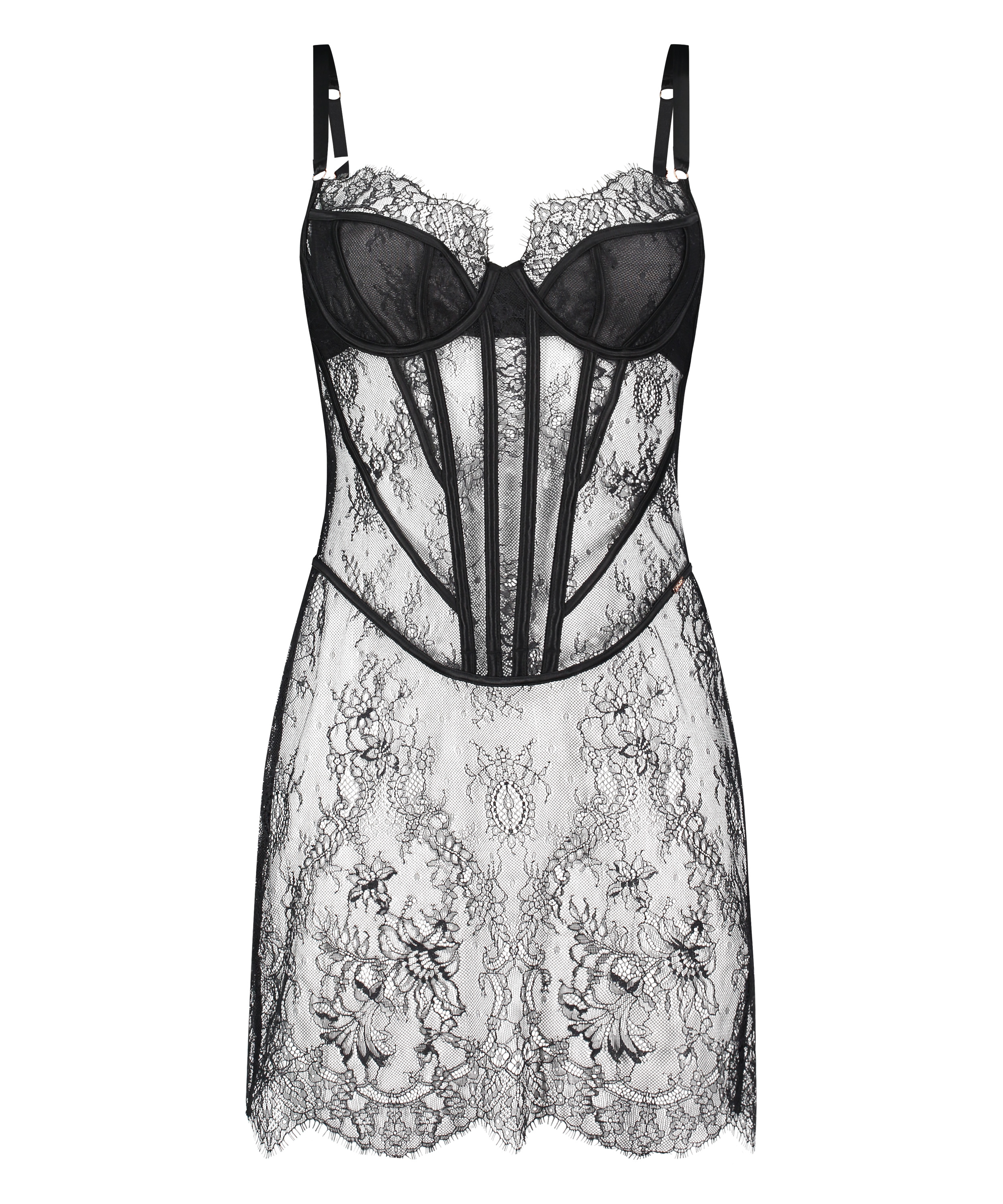 Slipkjole Lace Camille, Sort, main