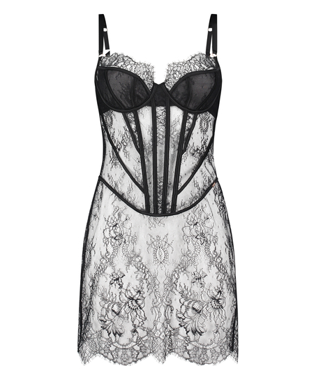 Slipkjole Lace Camille, Sort