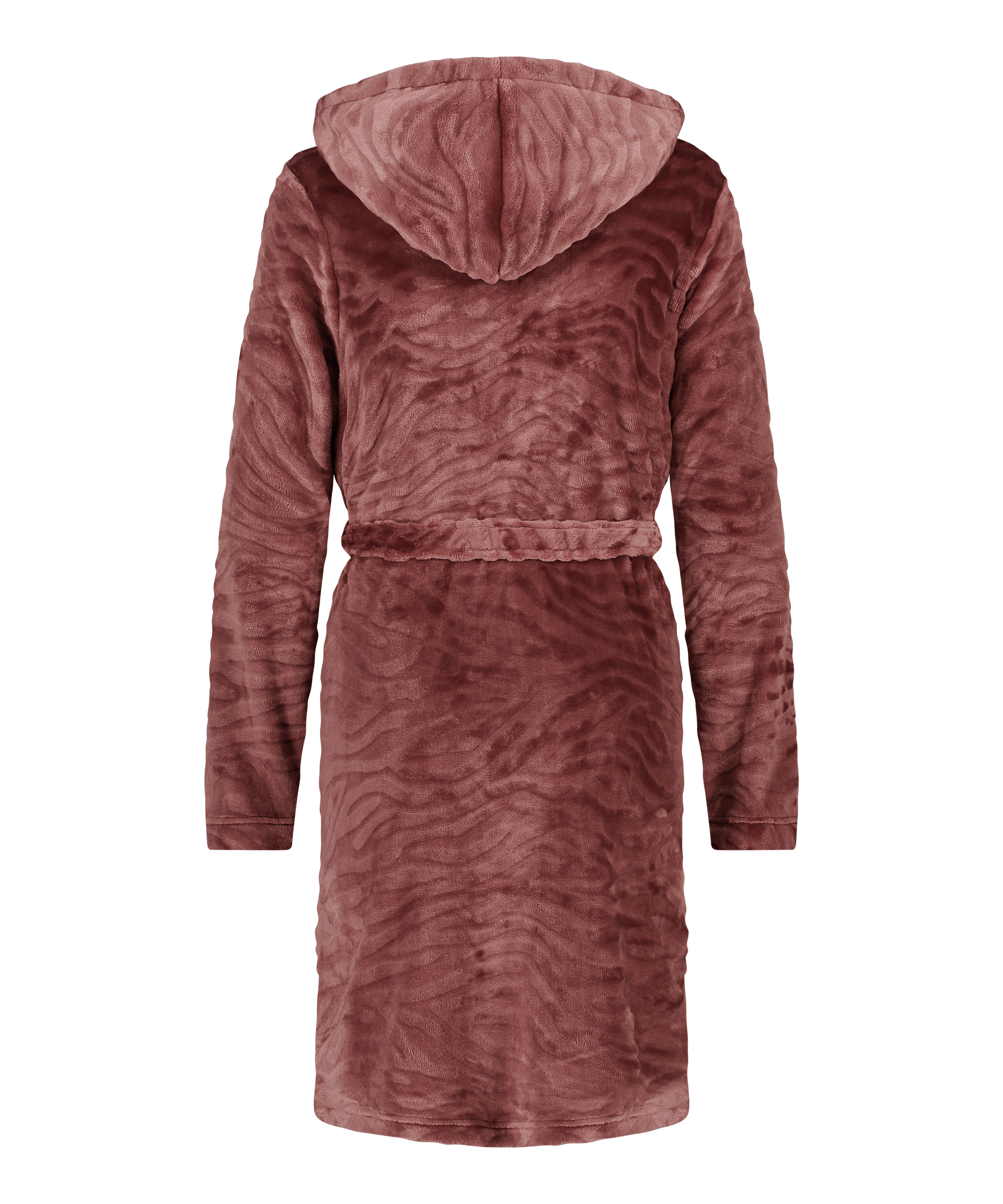 Kort ribstrikket badekåbe i fleece, Lilla, main