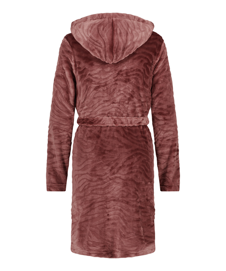 Kort ribstrikket badekåbe i fleece, Lilla