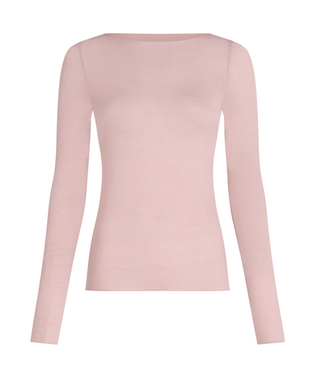 super soft bådhals bluse med cashmere, Lyserød