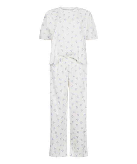Pyjama Set Cotton Jersey Long, Hvid