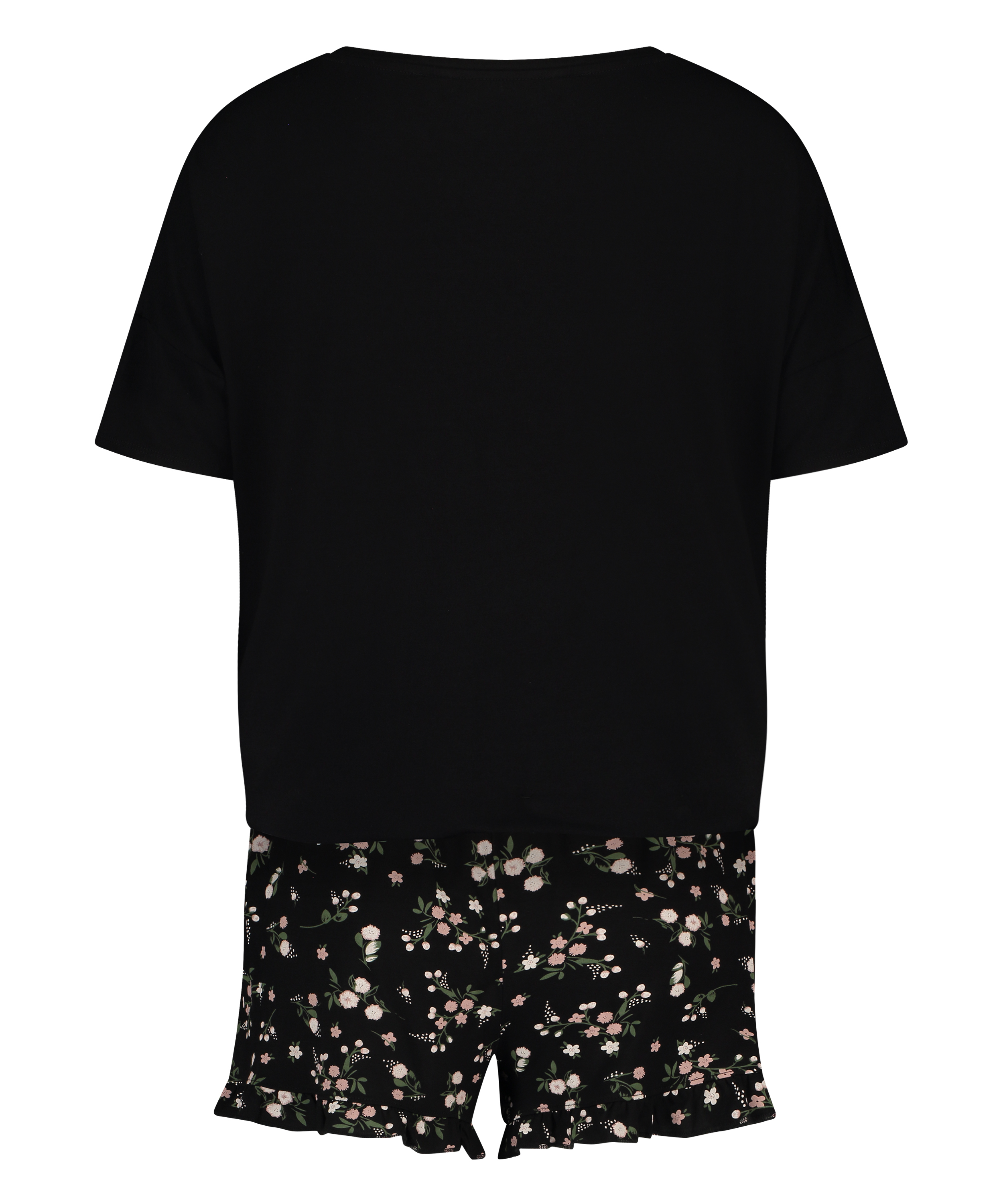 Ditzy Flower pyjamassæt med shorts, sort, main