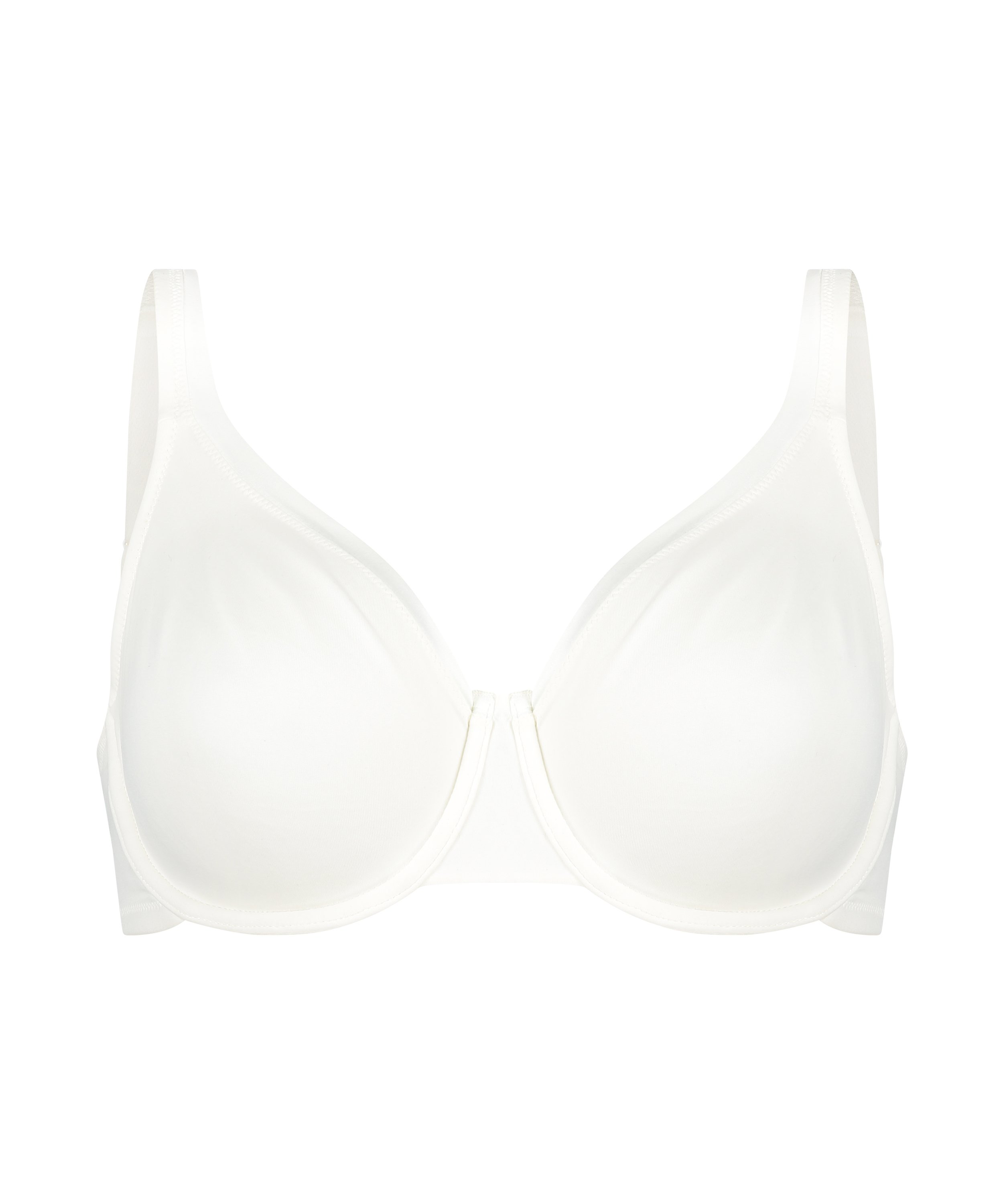 Satin Fleece ikke-formstøbt bøjle-bh, Hvid, main