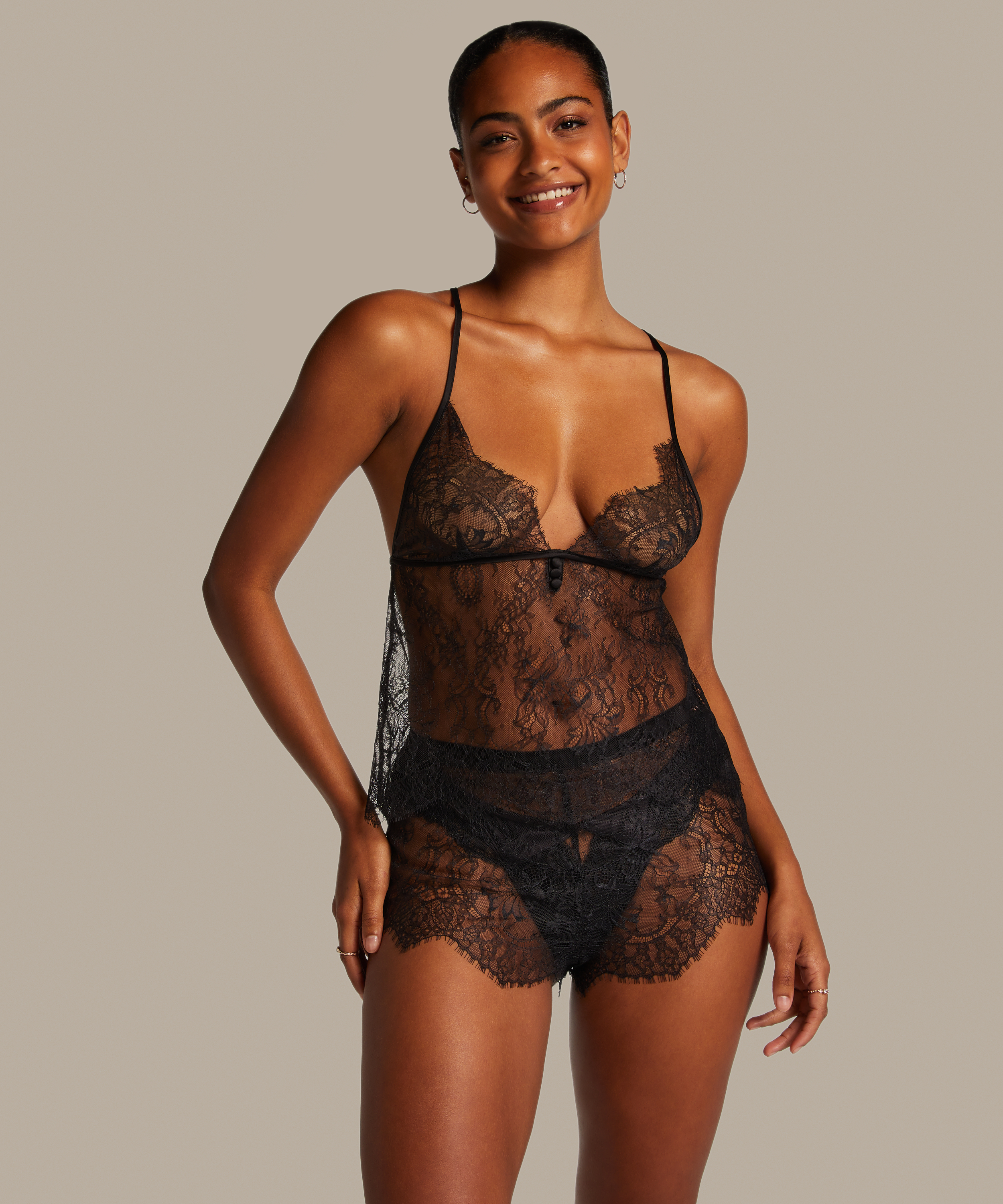 Cami Lace Delphine, Sort, main