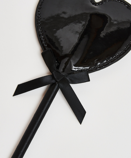 Privat pisk med læderagtigt look, sort