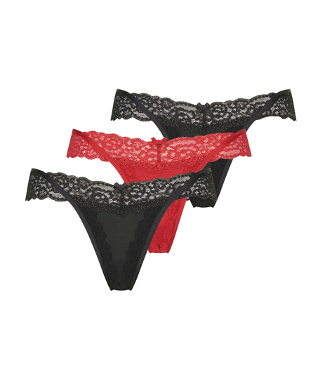 3-styks-pakning g-streng Willow, sort