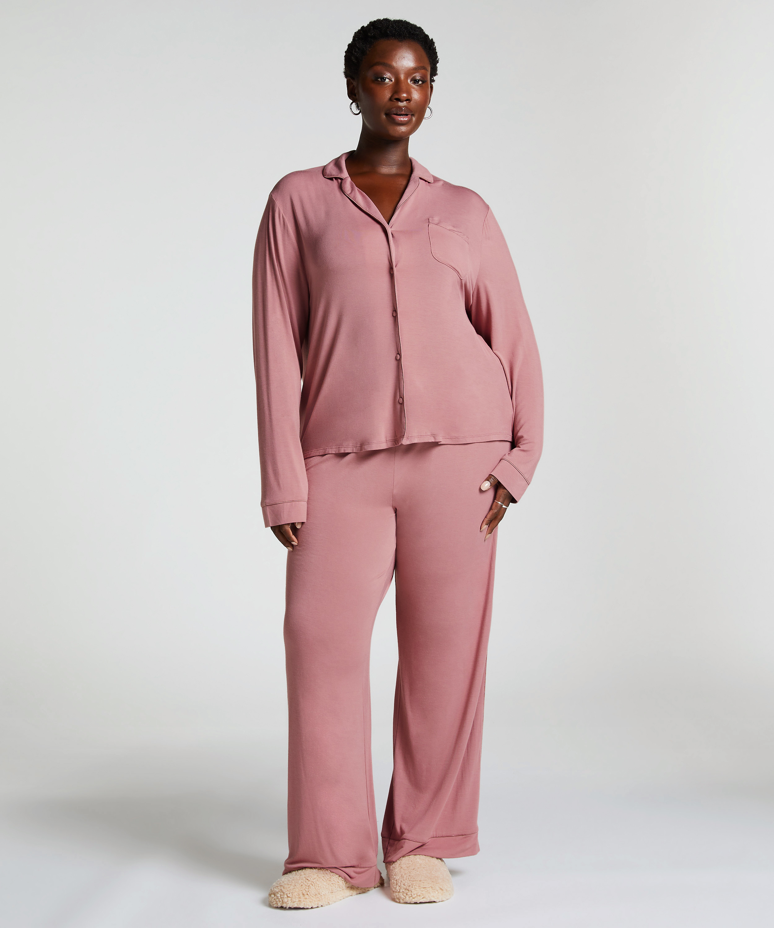 Langærmet jerseyjakke Essential, Lyserød, main