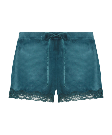 Shorts velour Lace, Blå