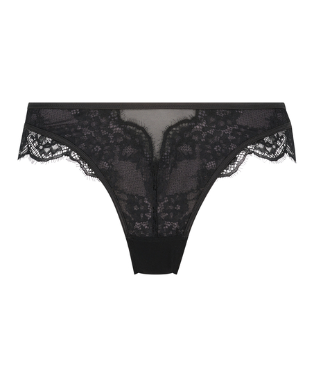 Brasiliansk trusse med h&oslash;je benudsk&aelig;ringer Elissa, sort