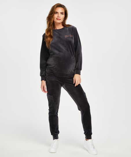 Graviditetsjoggingbukser Velour, Grå