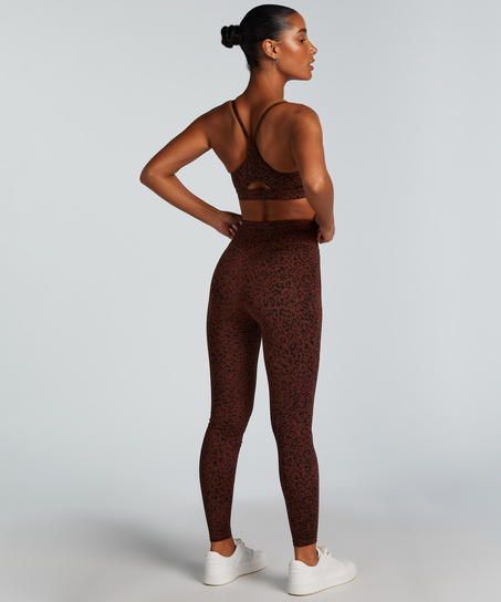 HKMX Leggings med krydseffekt og høj talje, Brown