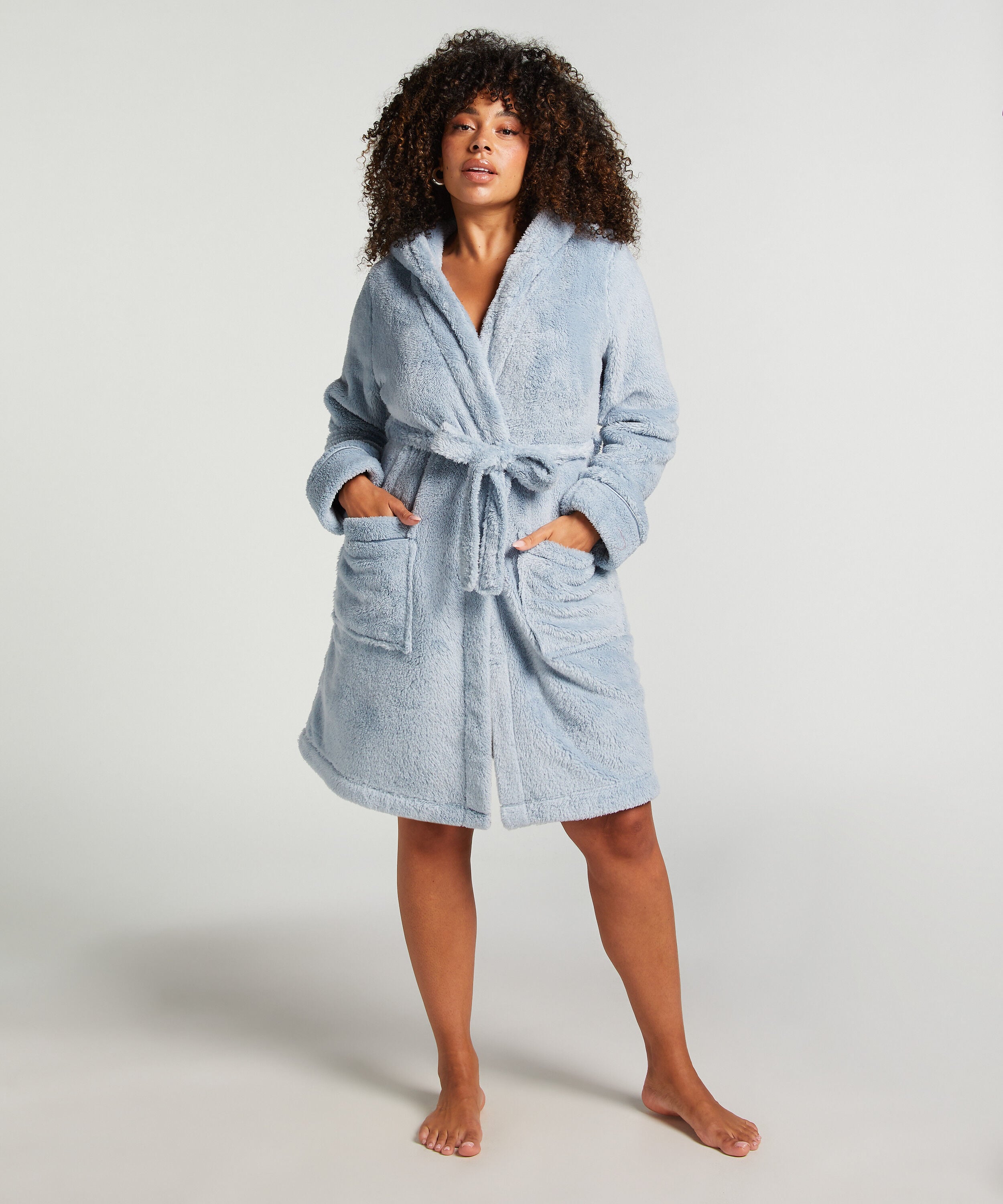 Fleece badekåbe, Blå