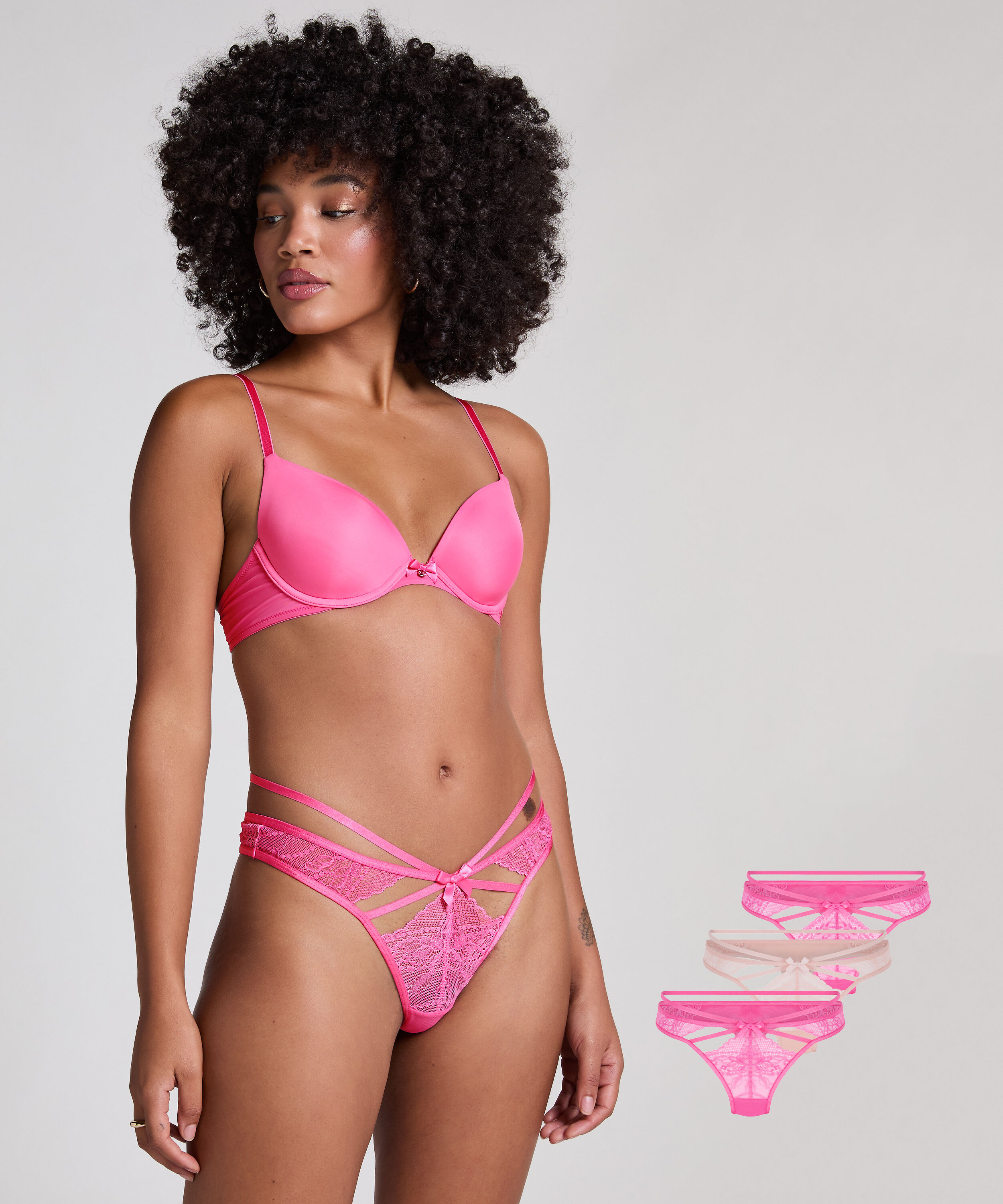 3-pack g-streng, Lyserød